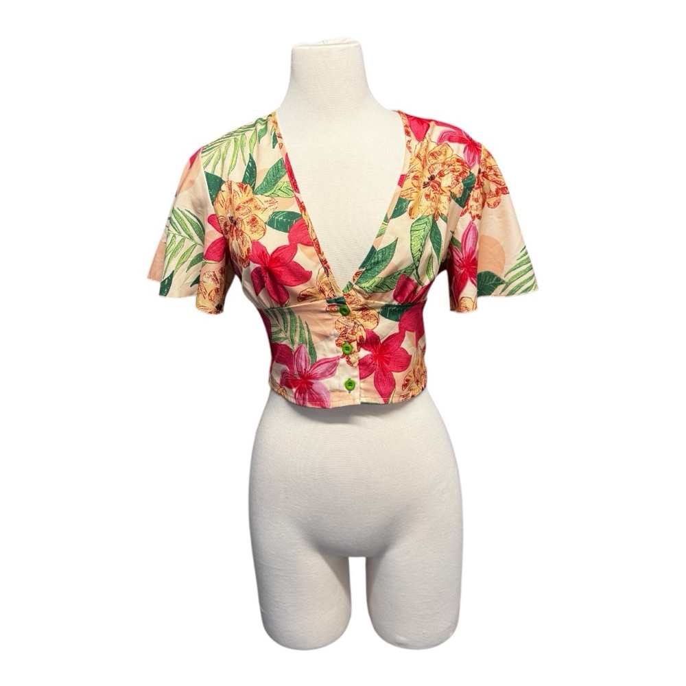 Floral V-Neck Crop Top